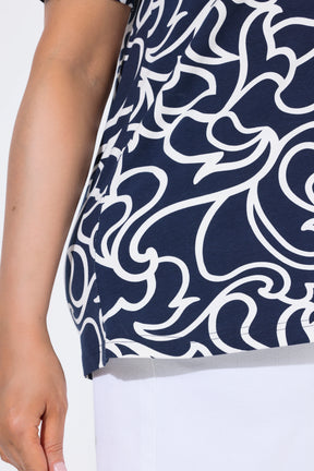 Ulla Popken Swirl T-Shirt in Navy 