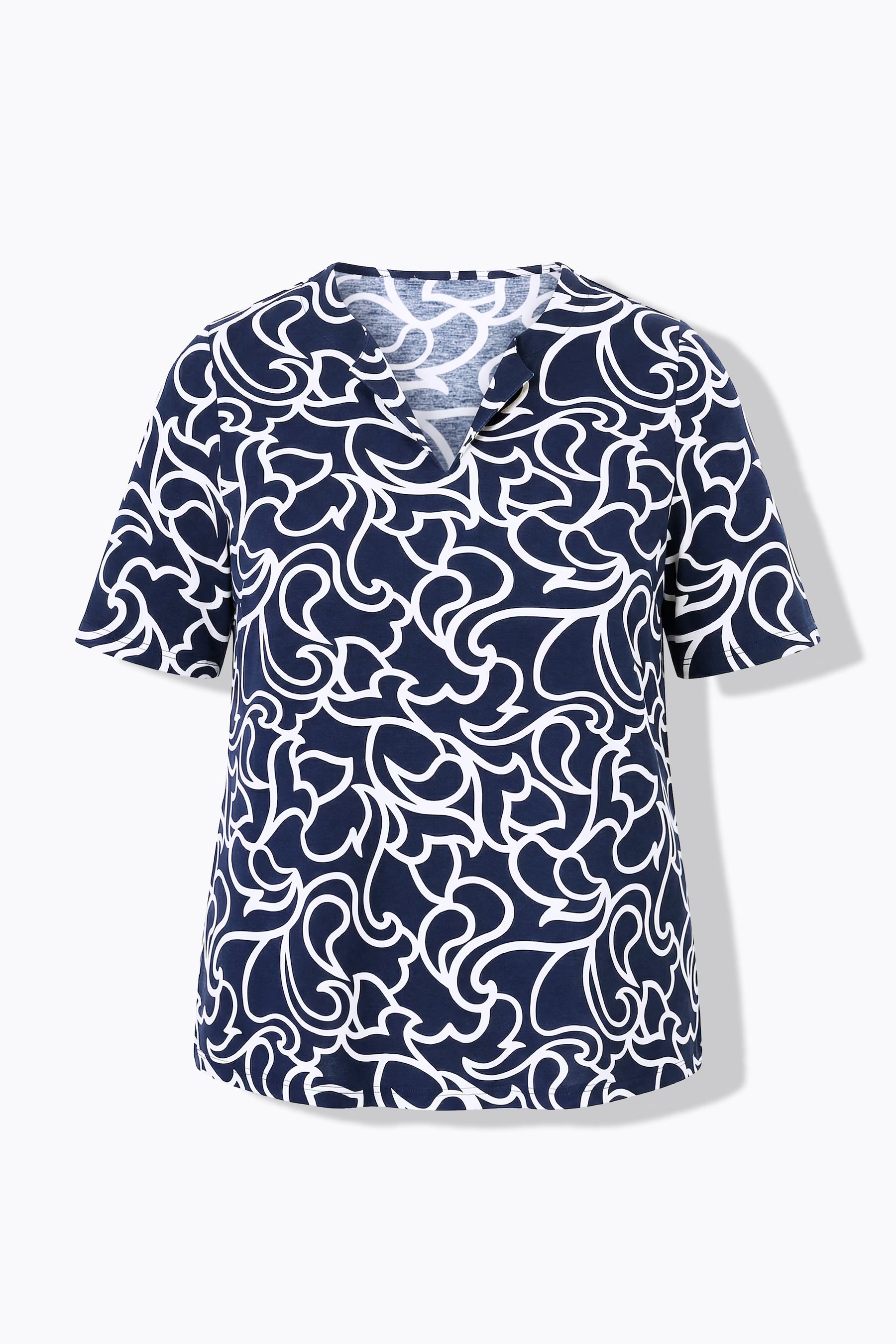 Ulla Popken Swirl T-Shirt in Navy 