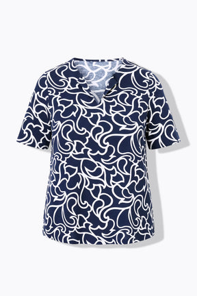Ulla Popken Swirl T-Shirt in Navy 