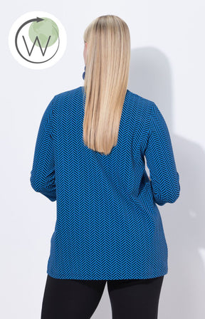 Ulla Popken T-Shirt in Blue Herringbone
