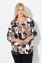 Ulla Popken T-Shirt in Brown Letters