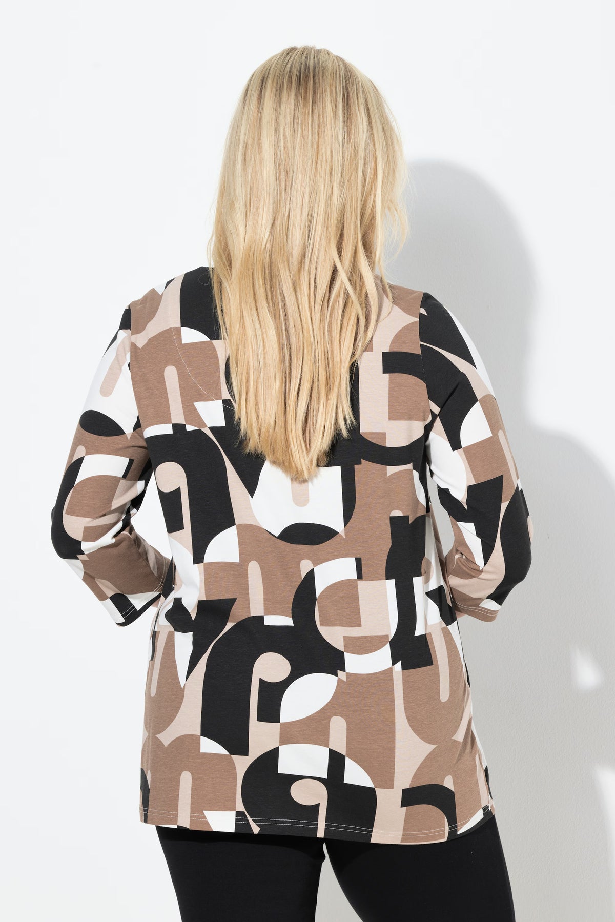 Ulla Popken T-Shirt in Brown Letters