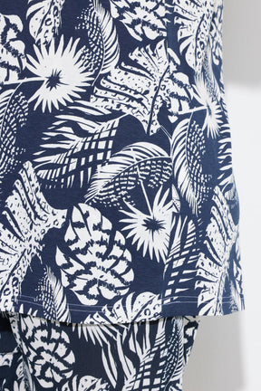 Ulla Popken T-Shirt in Navy Leaf