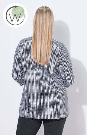 Ulla Popken T-Shirt in White Herringbone