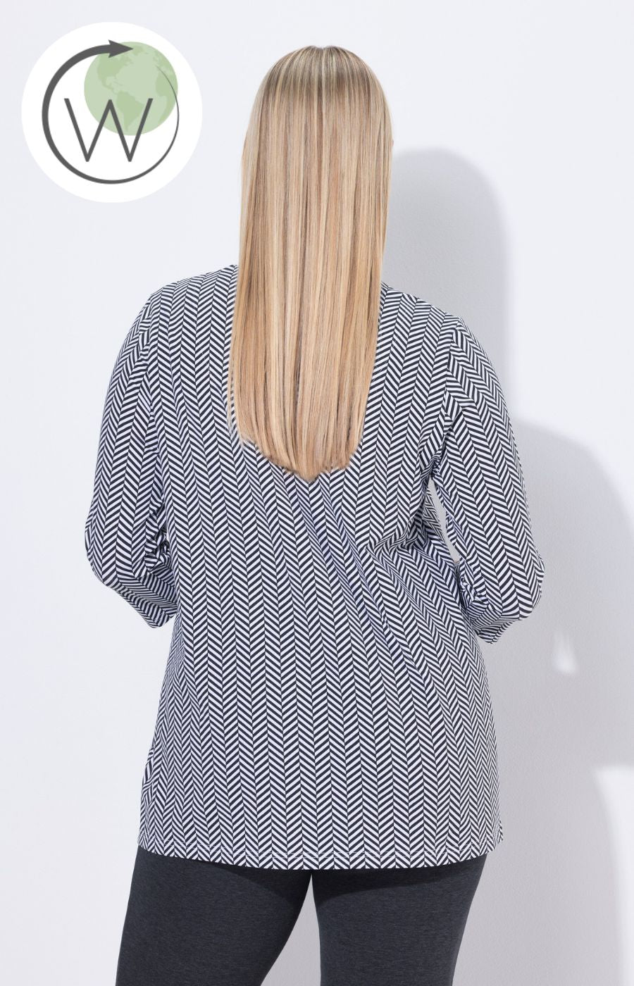 Ulla Popken T-Shirt in White Herringbone