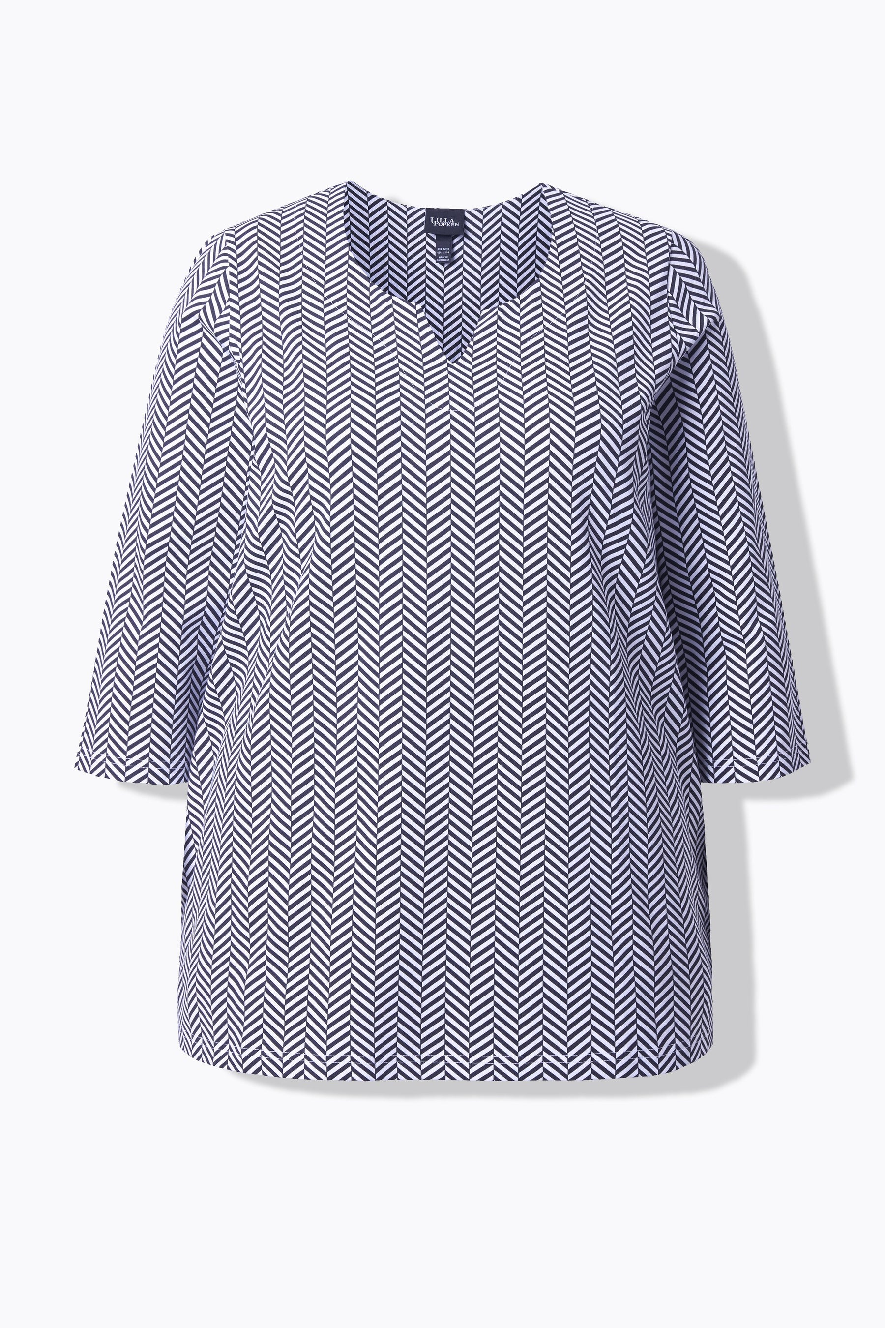 Ulla Popken T-Shirt in White Herringbone