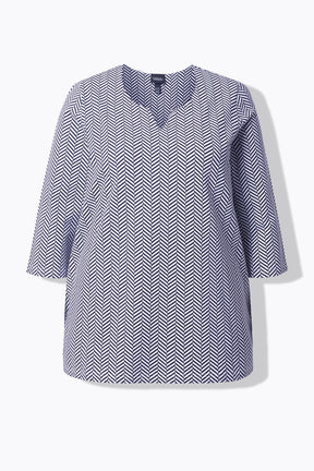 Ulla Popken T-Shirt in White Herringbone