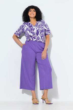 Ulla Popken Textured Culottes in Purple 