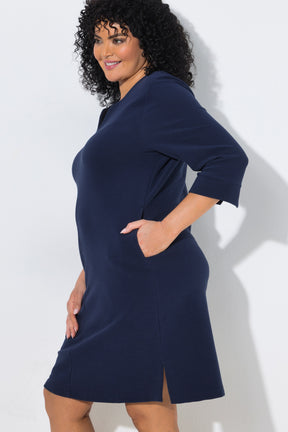 Ulla Popken Textured Dress in Navy 