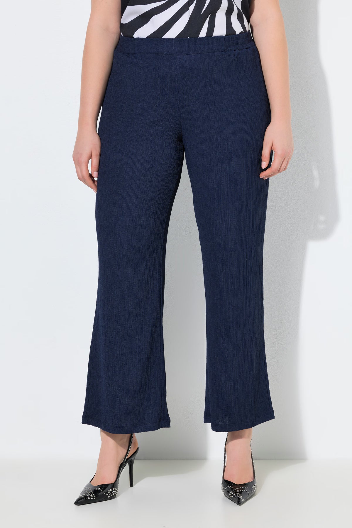 Ulla Popken Textured Navy Trousers 