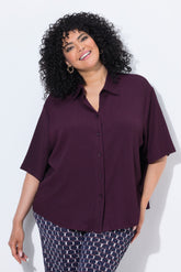 Ulla Popken Textured Shirt in Plum 