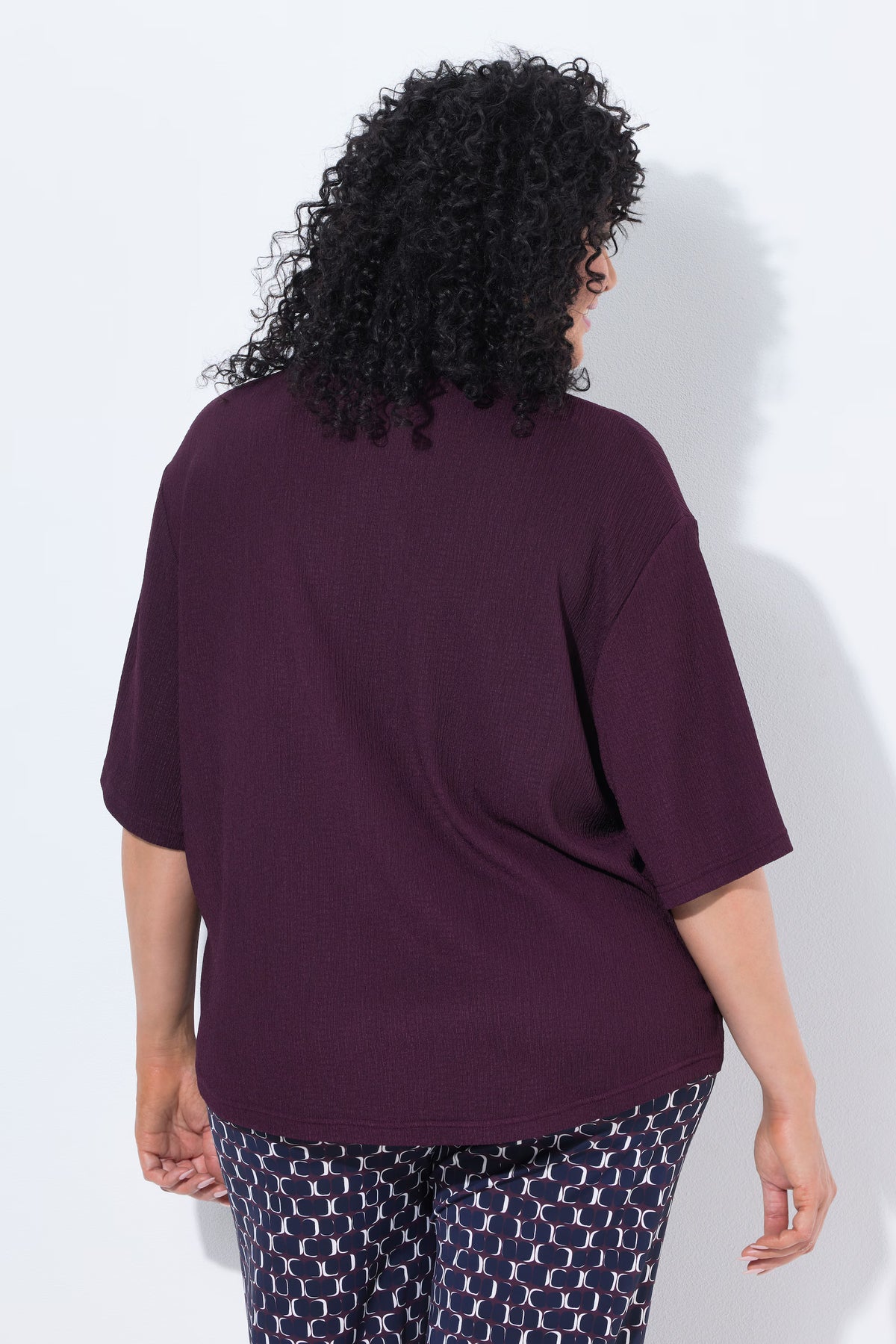 Ulla Popken Textured Shirt in Plum