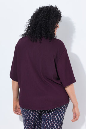 Ulla Popken Textured Shirt in Plum