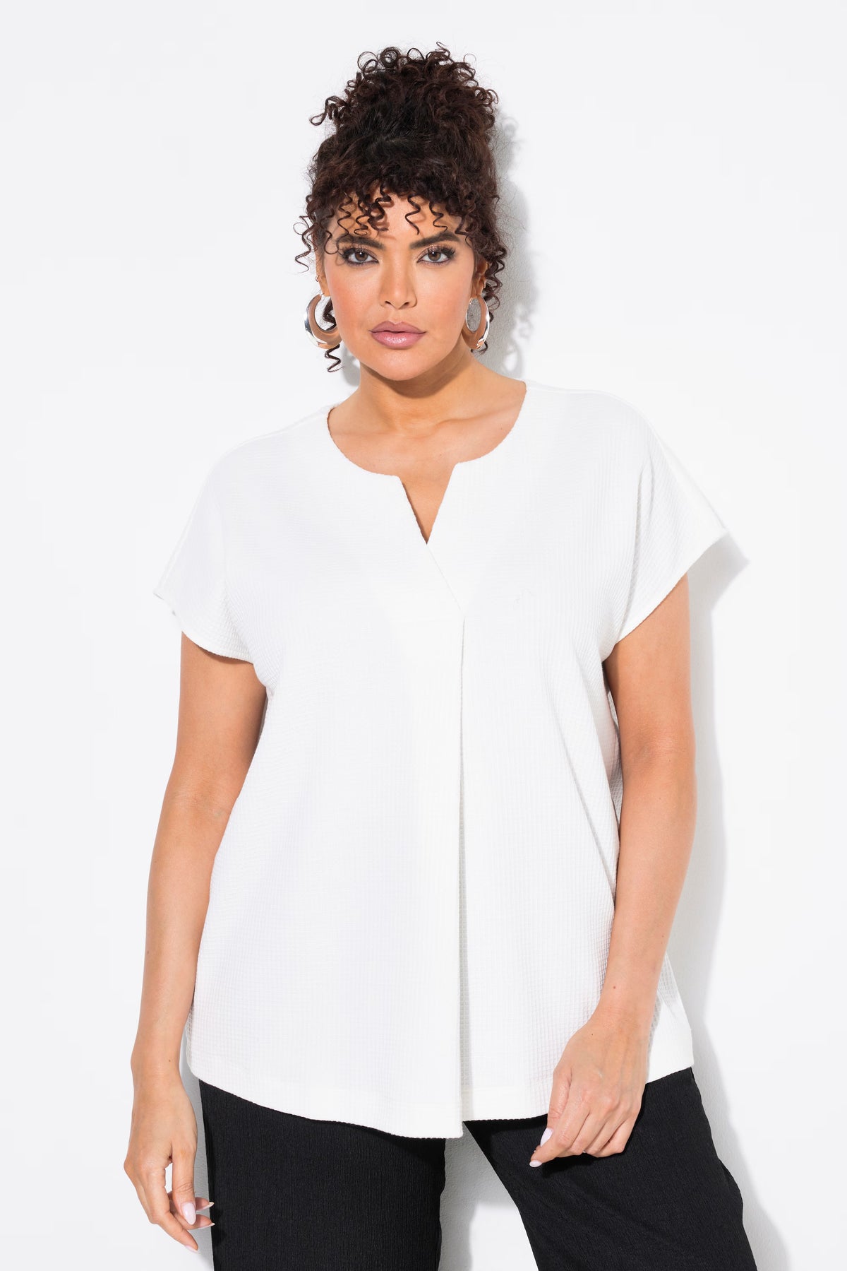 Ulla Popken Textured White T-Shirt