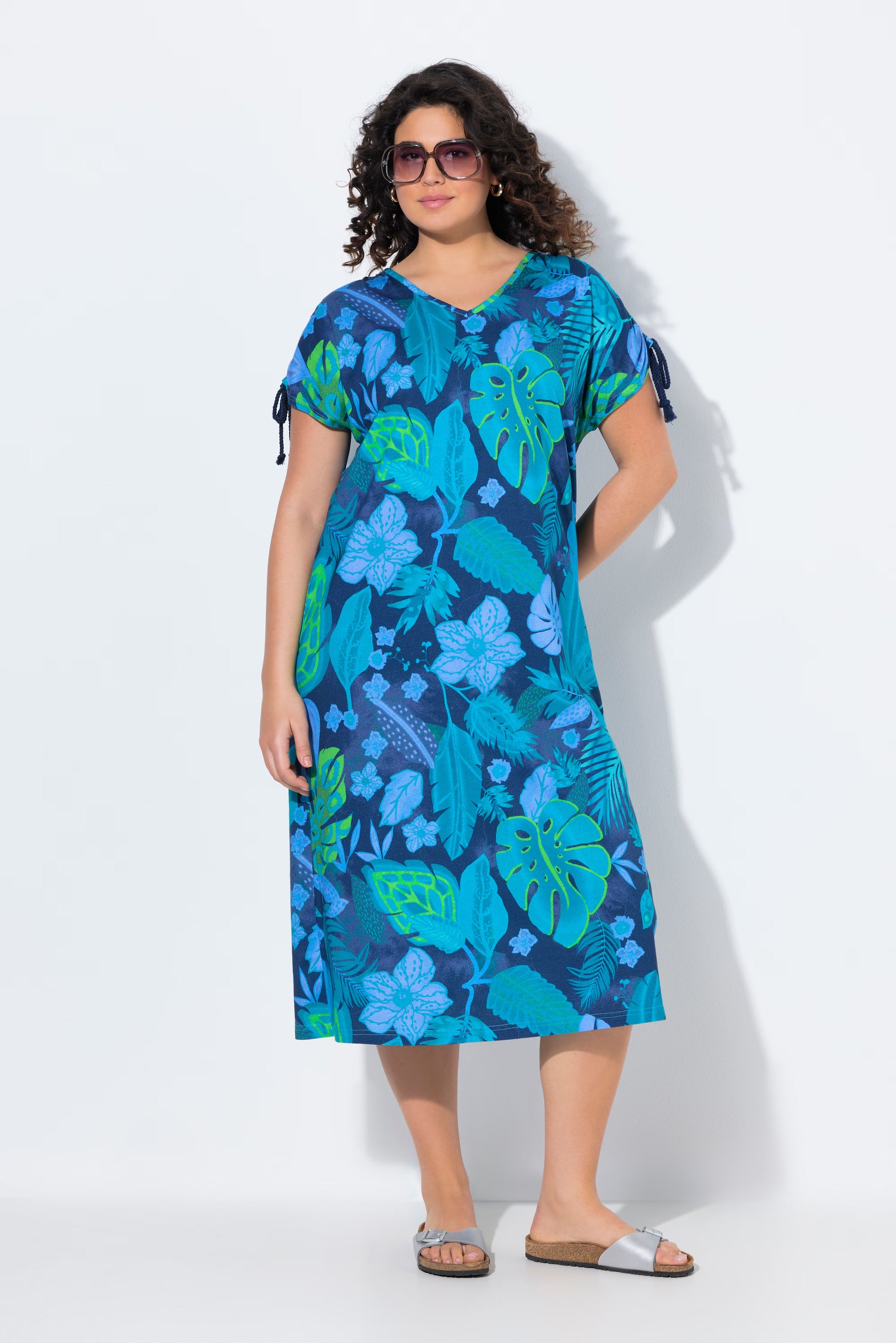 Ulla Popken Tropical Dress in Blue