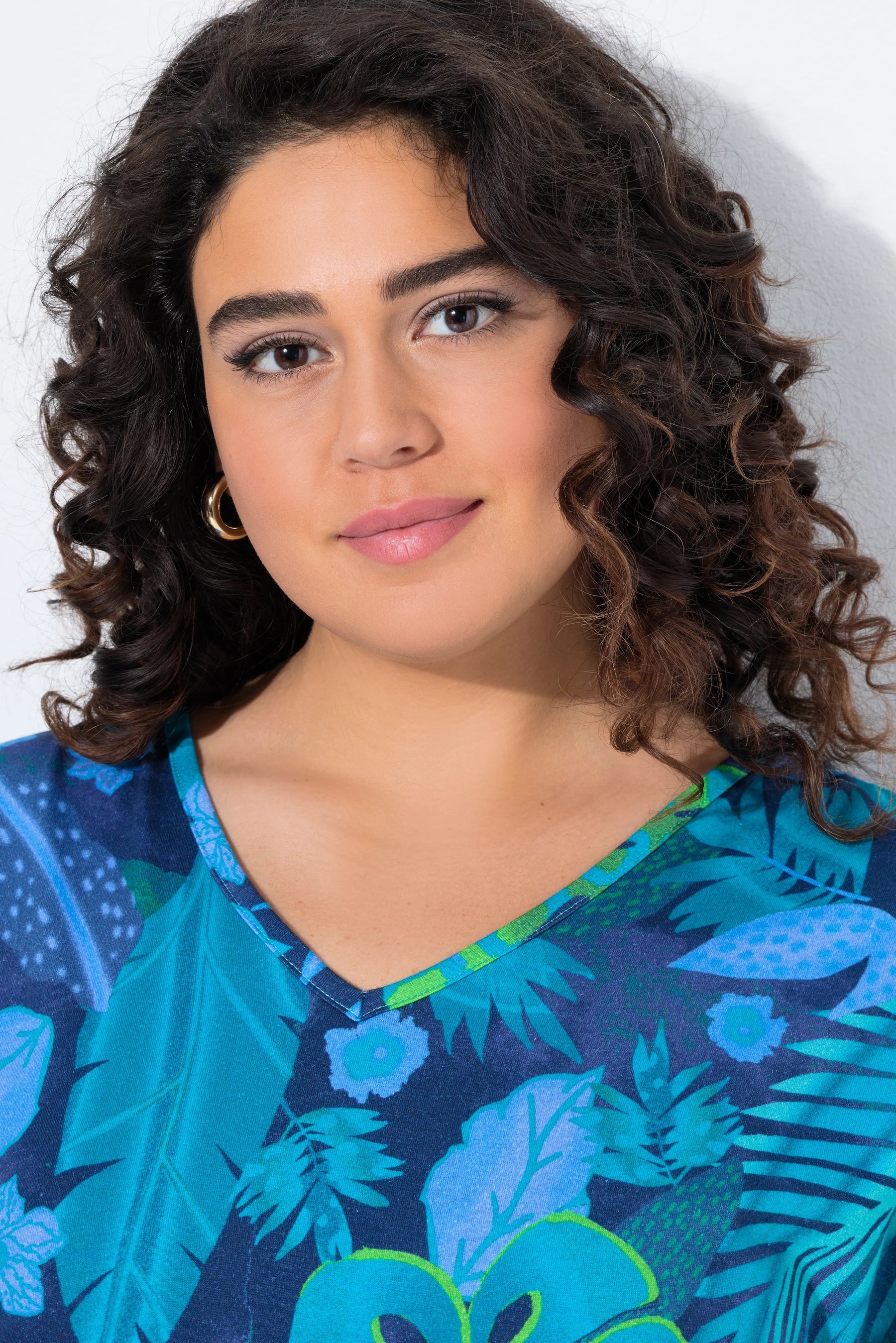 Ulla Popken Tropical Dress in Blue