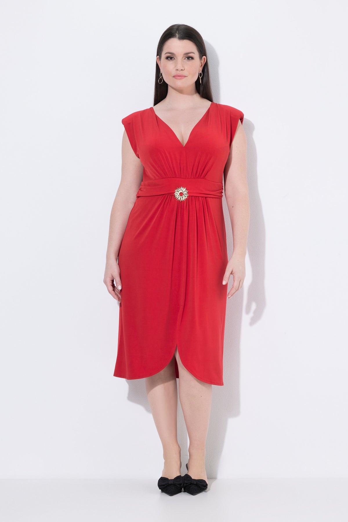 Ulla Popken Tulip Hem Dress in Red 