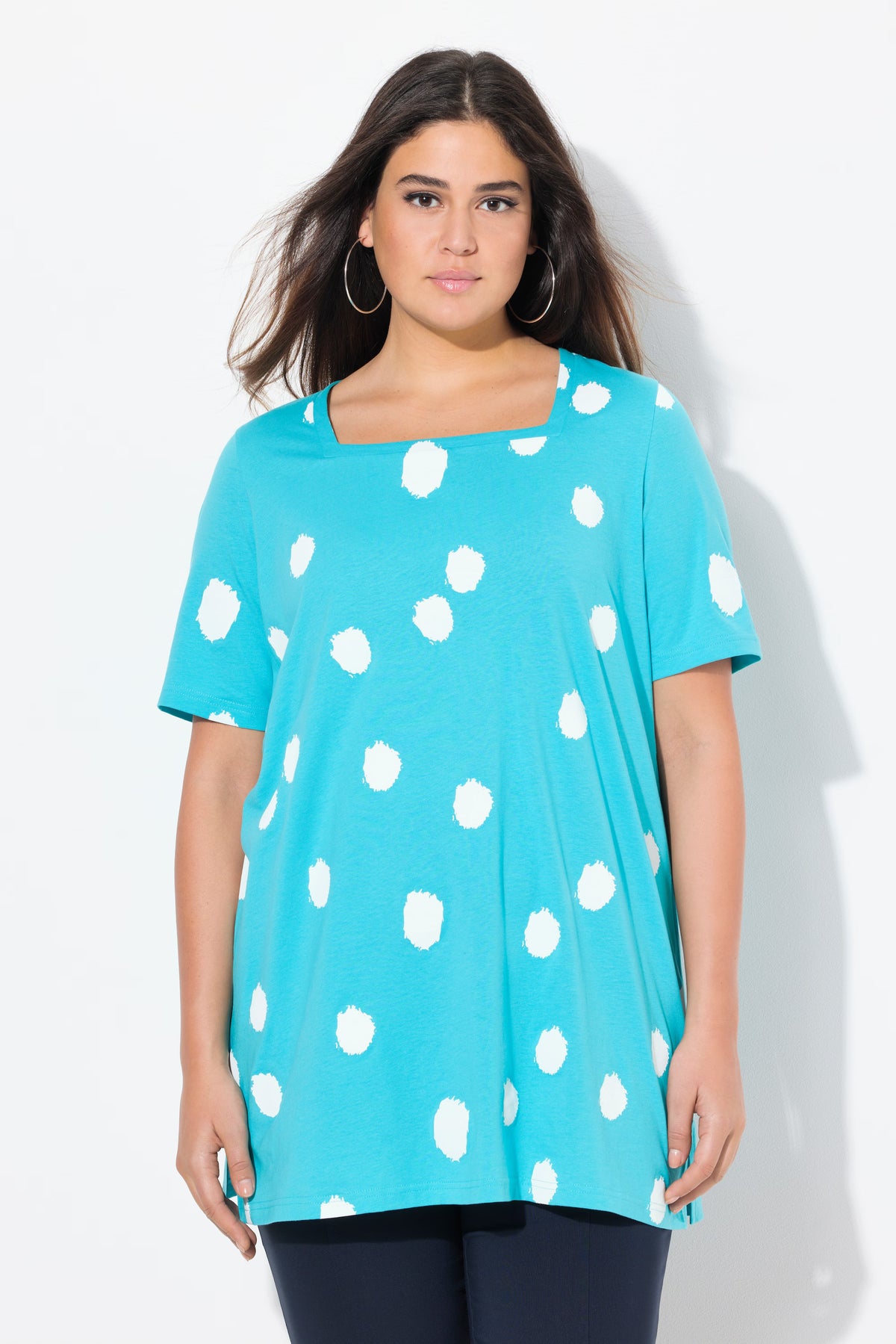 Ulla Popken Turquoise Polka Dot Tunic