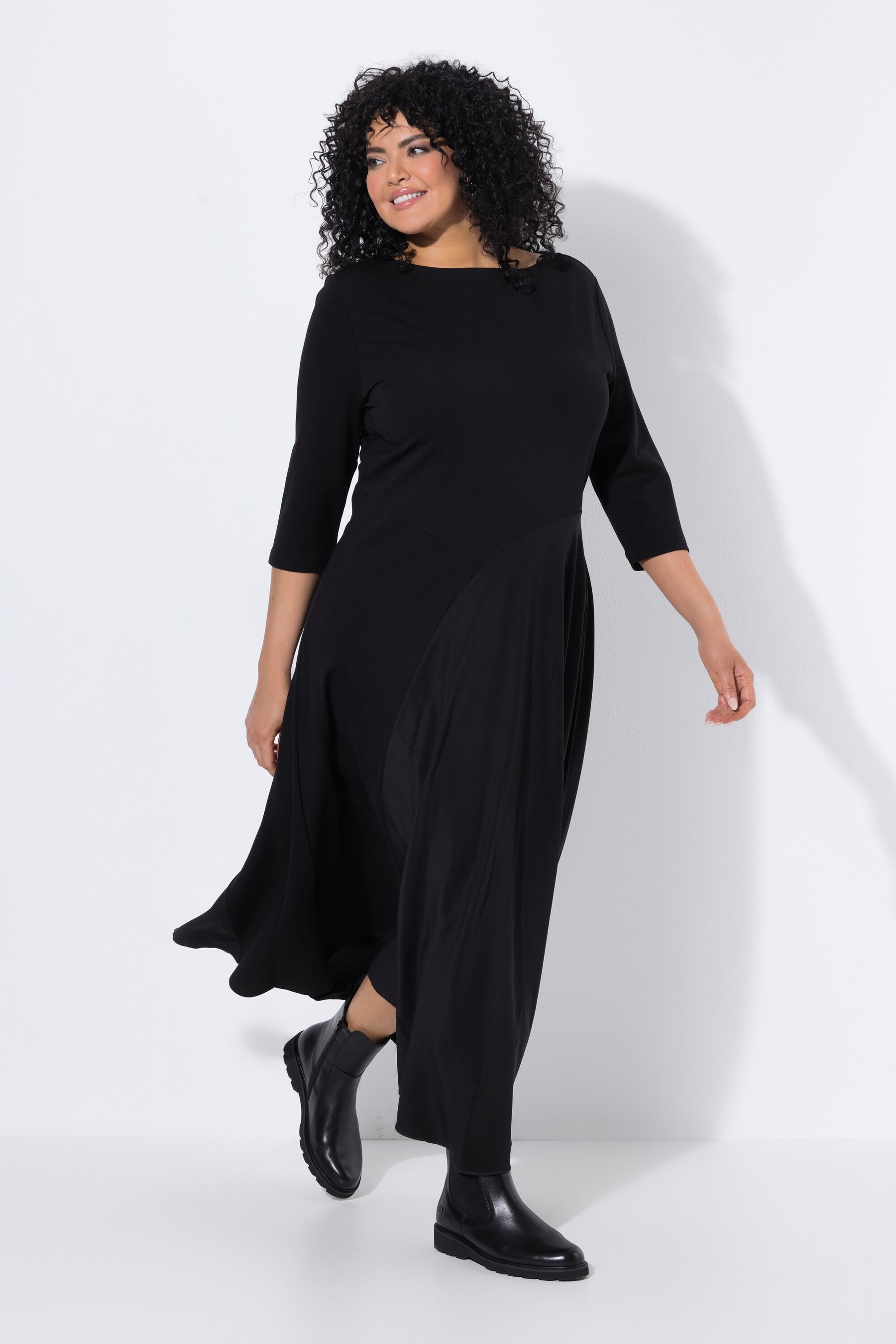 Ulla Popken Two Tone Dress in Black 