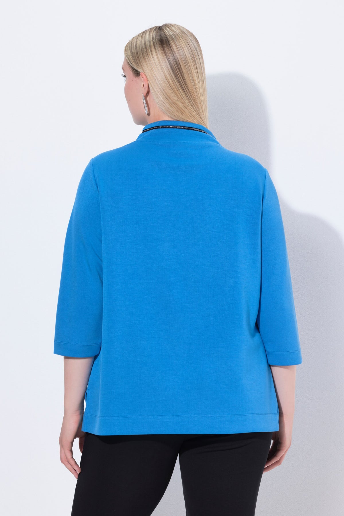 Ulla Popken V Neck Sweatshirt in Blue