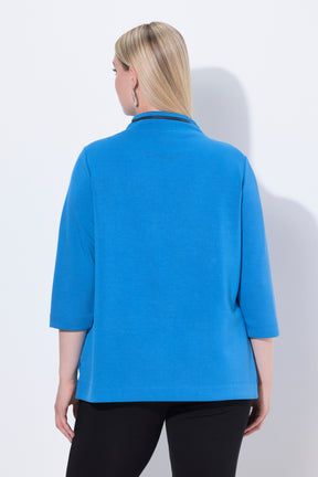 Ulla Popken V Neck Sweatshirt in Blue