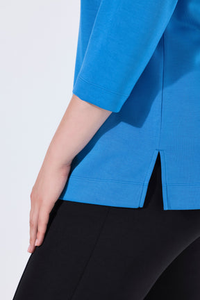 Ulla Popken V Neck Sweatshirt in Blue