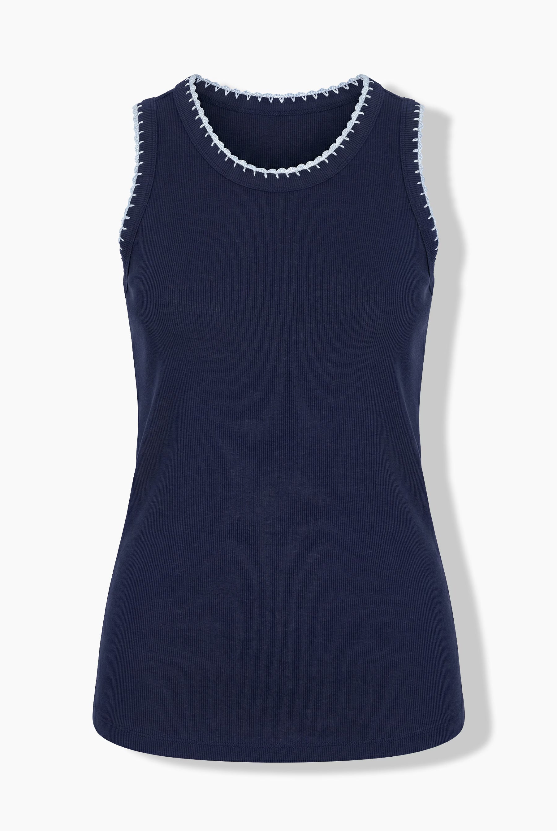 Ulla Popken Vest Top in Navy with Trim 