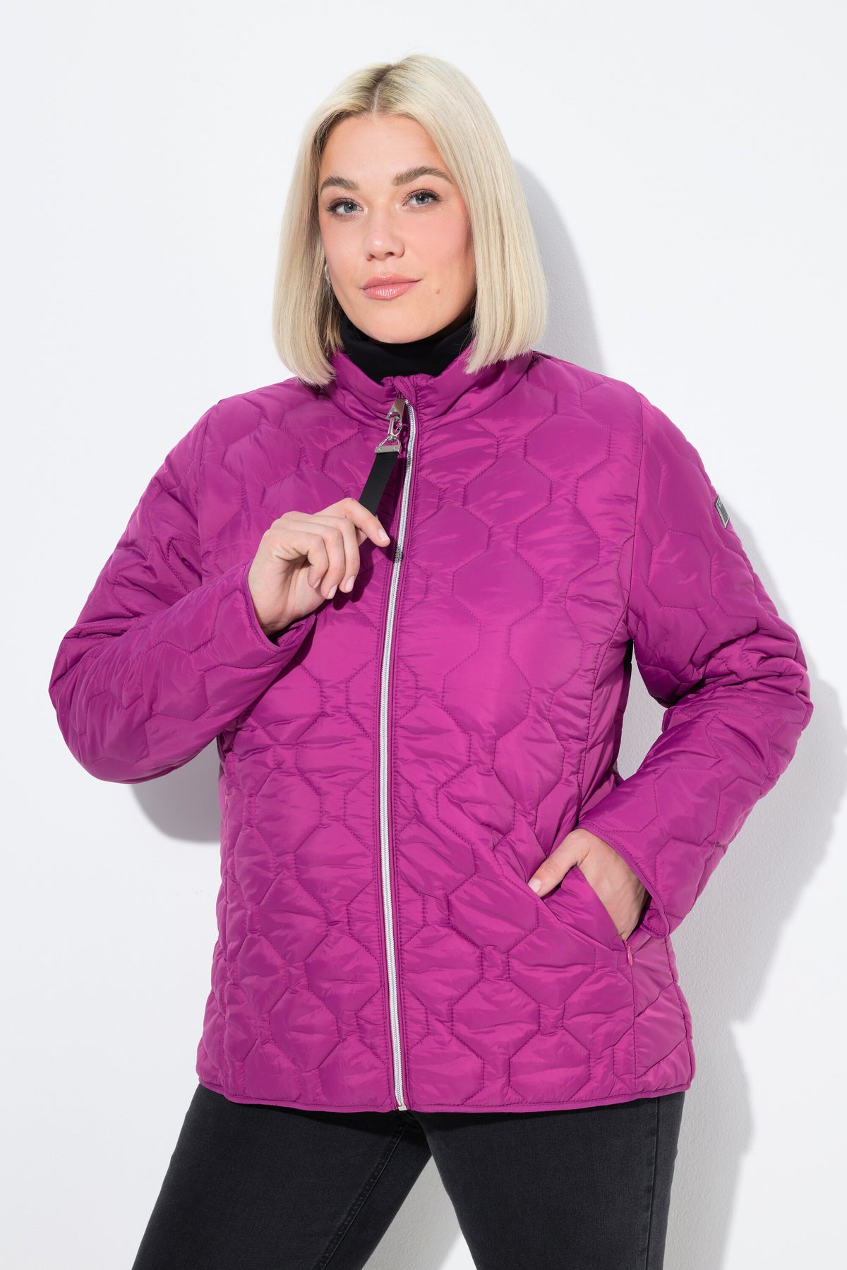 Ulla Popken Water Repellent Jacket in Pink