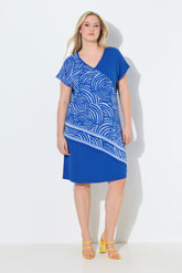 Ulla Popken Wave Dress in Blue 