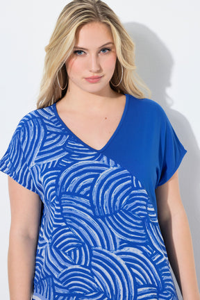 Ulla Popken Wave Dress in Blue 