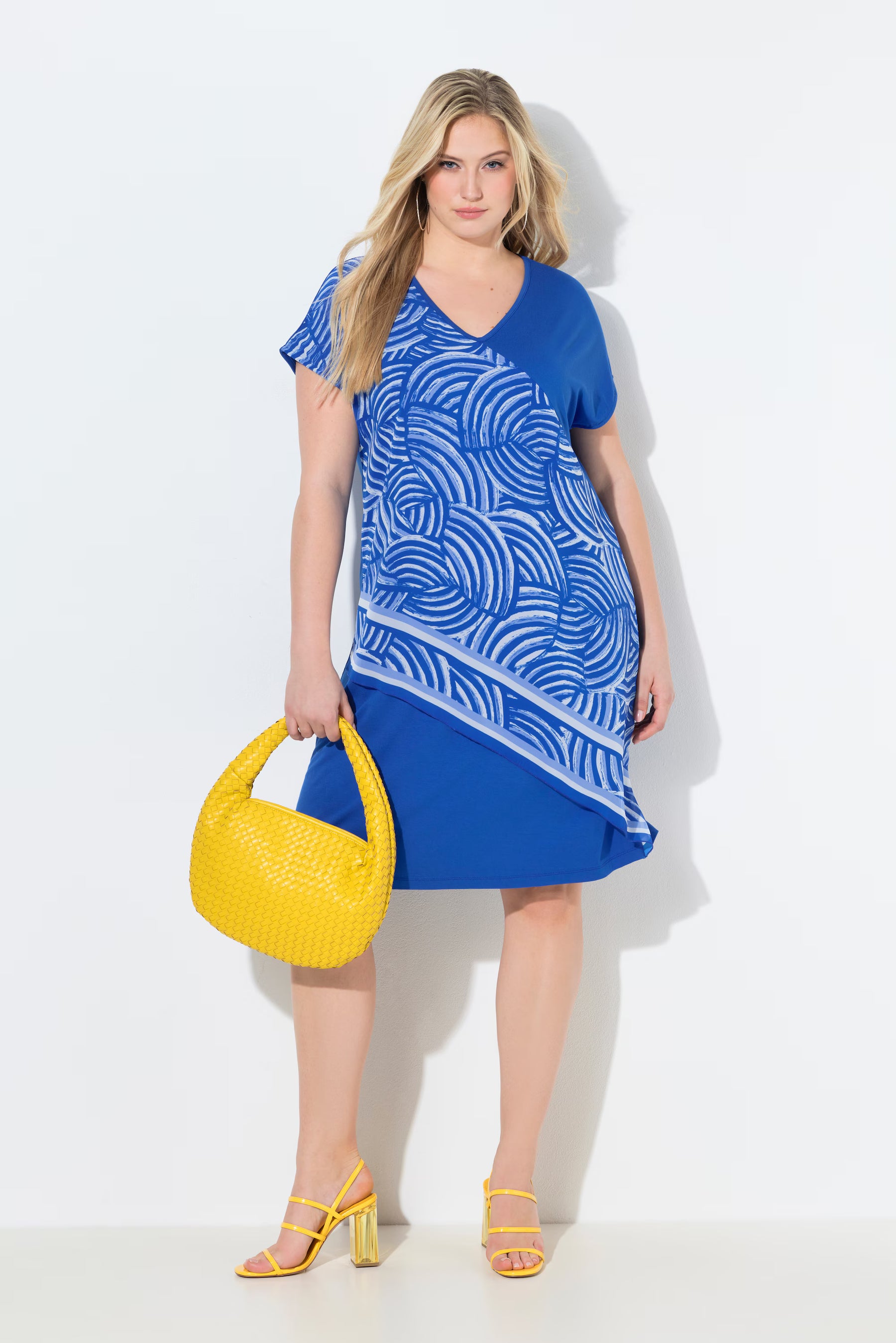 Ulla Popken Wave Dress in Blue