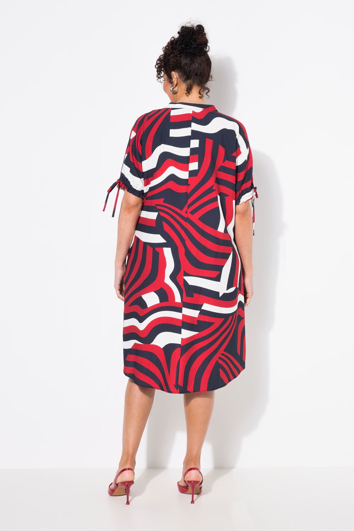 Ulla Popken Wave Dress in Red