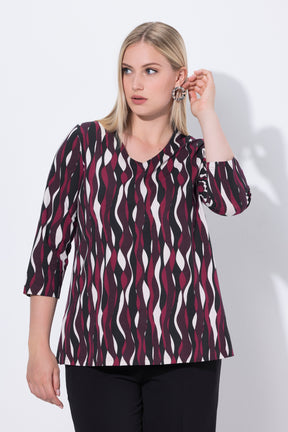 Ulla Popken Wavy Top in Wine
