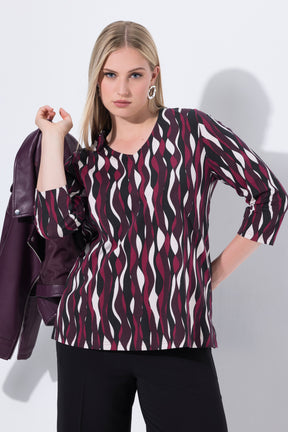 Ulla Popken Wavy Top in Wine