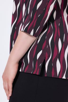 Ulla Popken Wavy Top in Wine