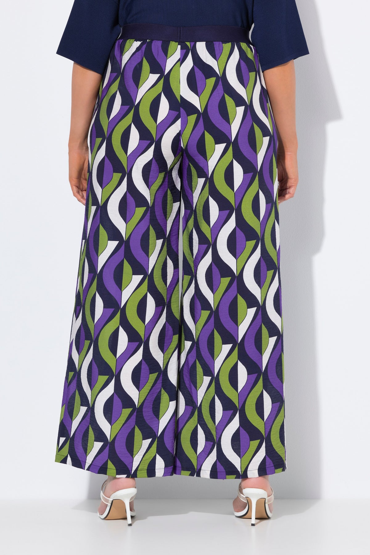 Ulla Popken Wavy Wide Leg Trousers