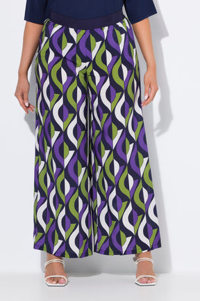 Ulla Popken Wavy Wide Leg Trousers