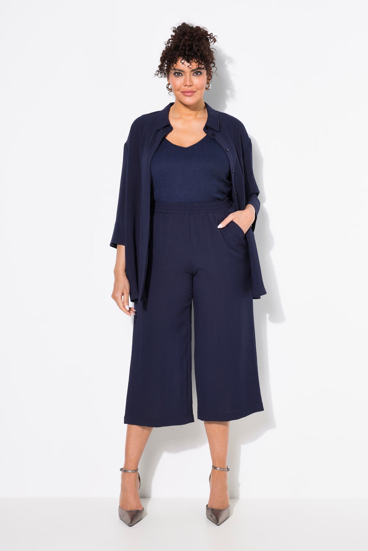 Ulla Popken Wide Leg Culottes in Navy