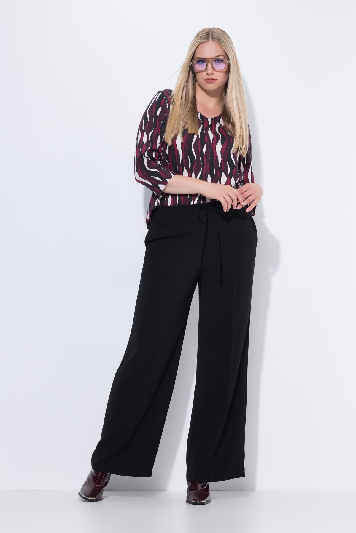 Ulla Popken Wide Leg Trousers in Black