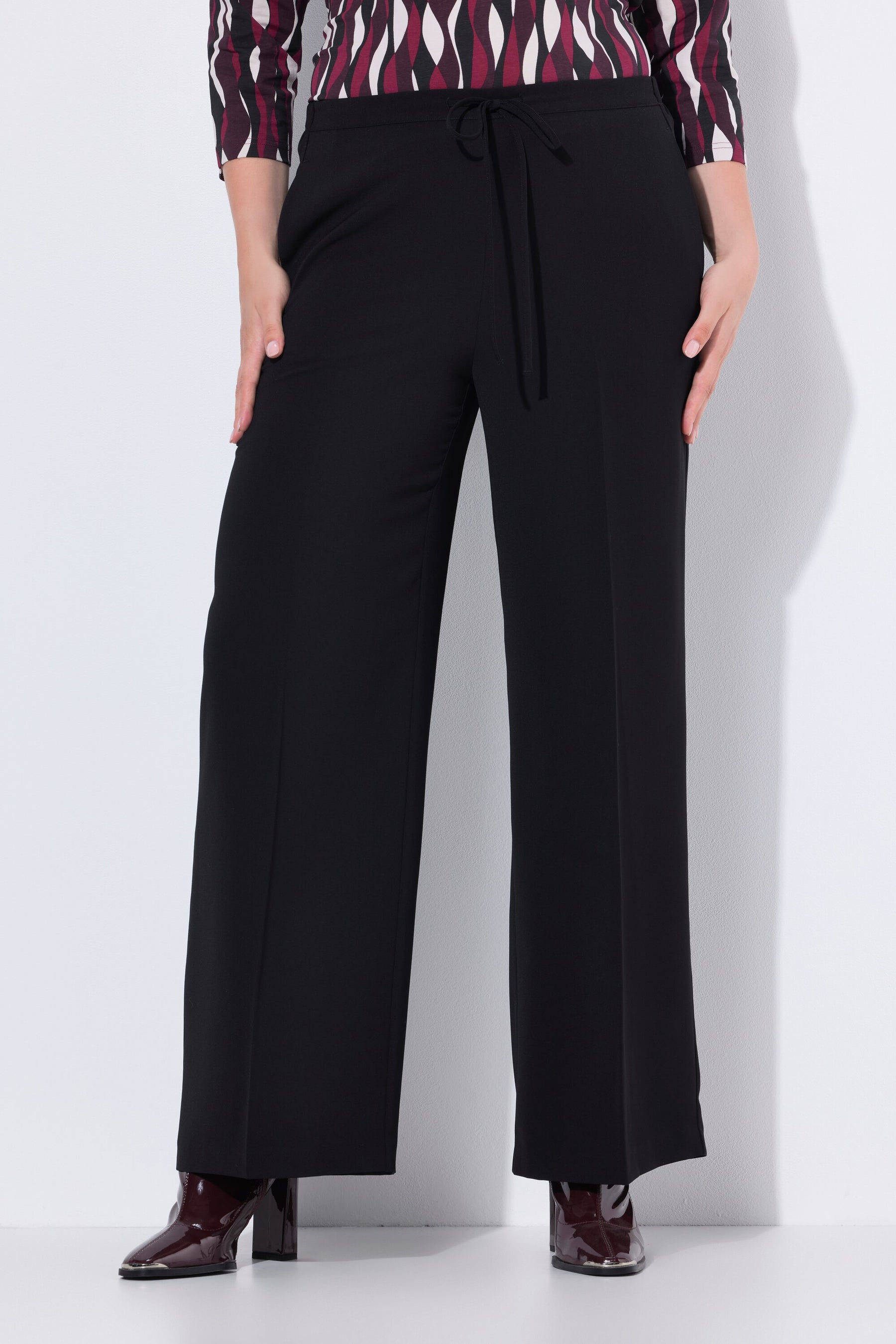 Ulla Popken Wide Leg Trousers in Black