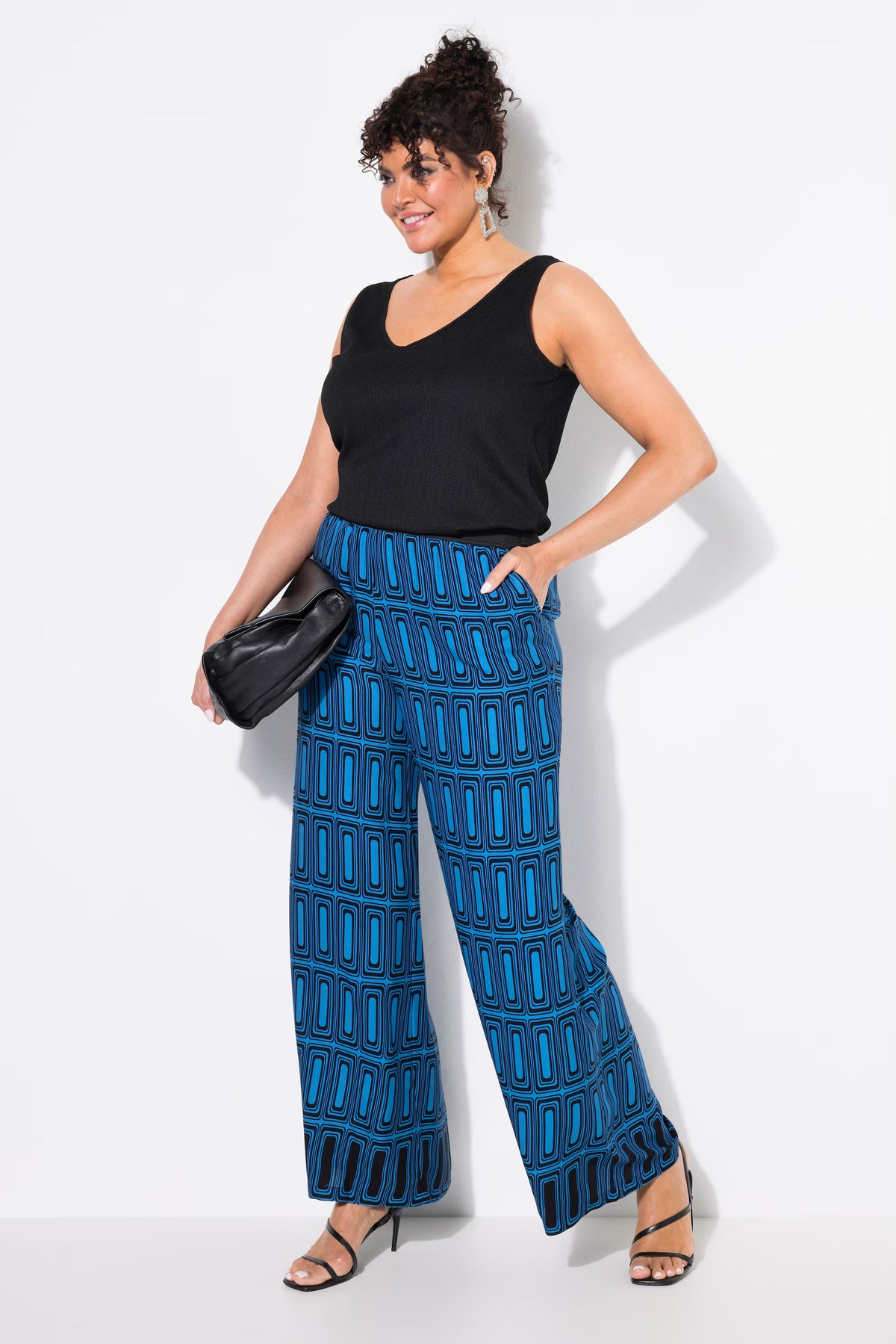 Ulla Popken Wide Leg Trousers in Blue