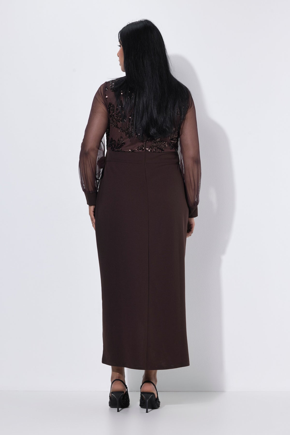 Ulla Popken Wrap Look Dress in Brown
