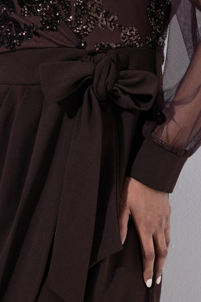 Ulla Popken Wrap Look Dress in Brown
