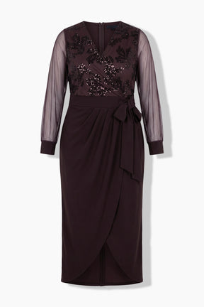 Ulla Popken Wrap Look Dress in Brown
