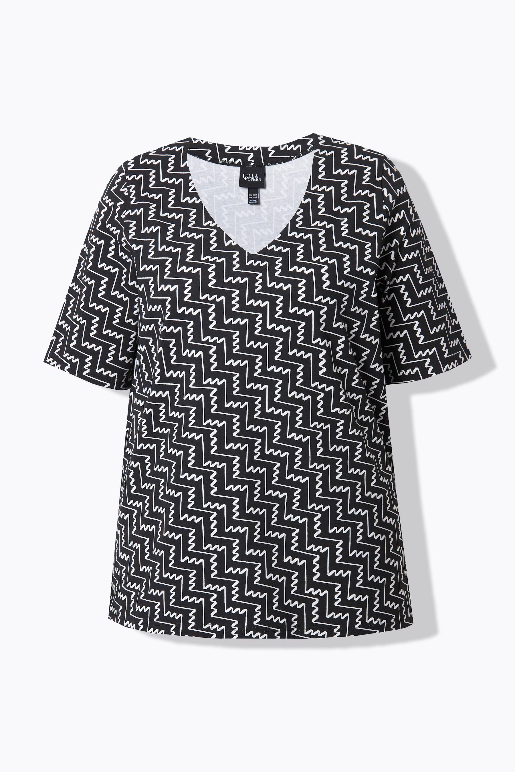 Ulla Popken Zig Zag T-Shirt in Black