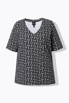 Ulla Popken Zig Zag T-Shirt in Black