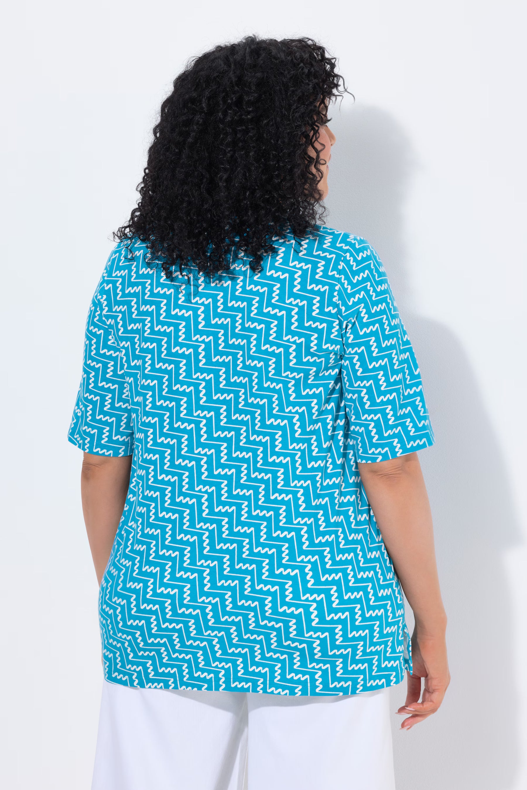 Ulla Popken Zig Zag T-Shirt in Turquoise 