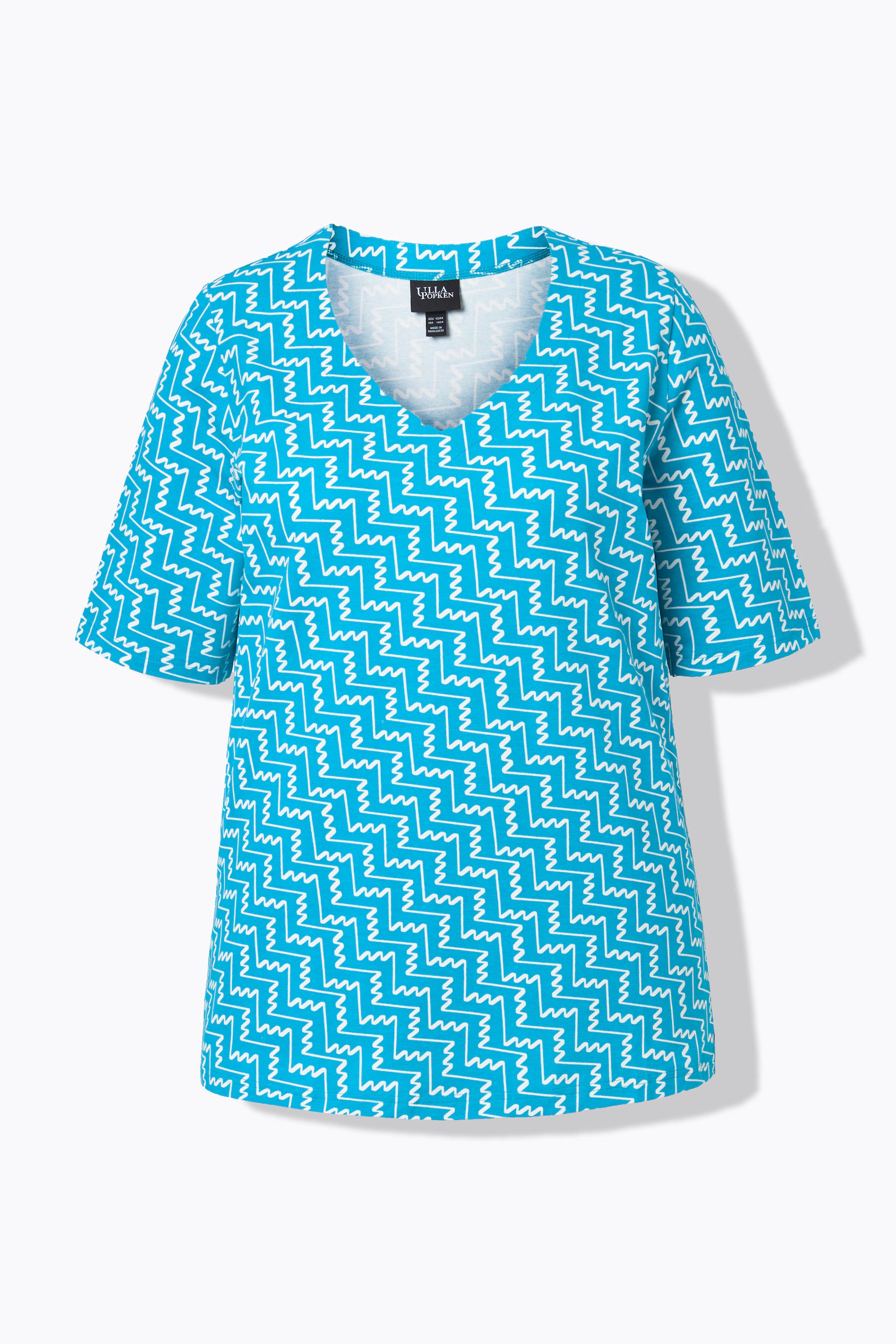 Ulla Popken Zig Zag T-Shirt in Turquoise 
