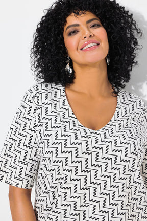 Ulla Popken Zig Zag T-Shirt in White
