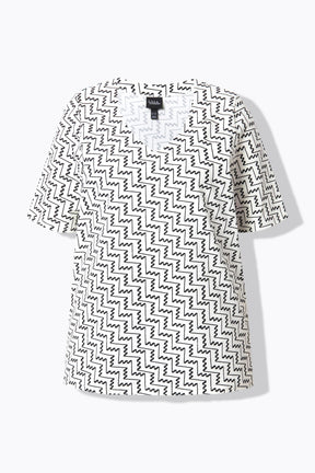 Ulla Popken Zig Zag T-Shirt in White